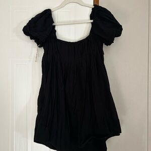 Free People Marina Black Puff Sleeve Mini Dress